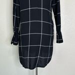 H&M Black White Windowpane Plaid Button Down Long Sleeves Dress, Size 4 Photo 8