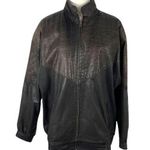 VTG Comint Leather Jacket with croc details and shoulder pads Size Large Brown Photo 0