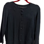 Dana Buchman  Women’s Black Long Sleeve Sweater Cardigan with Lace Back - Size L Photo 0