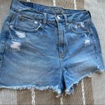 American Eagle AE Mom Short Frayed and Ripped Light Wash Photo 2