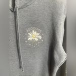 Rebellious One  Women's Size L Gray Hoodie Floral Design Kangaroo Pocket Sweater Photo 2