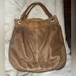 Coldwater Creek Vintage Leather Tote Satchel Purse Tan Brown Hobo Bag, Brass Hardware Photo 3