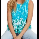 We The Free Free People  Anytime Tie Dye Tank Top Blue Teal Waters Boho Top S Photo 0