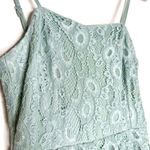 Lulus Floral Lace Sleeveless Tiered Maxi Dress Small Sea Foam Green Coquette Photo 2