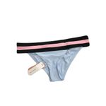 PilyQ  Swimwear Women's Bikini Bottom Blue Medium Cheeky Pink Black Thick Band Photo 3