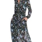 Banana Republic TIE NECK MAXI SHIRTDRESS SHIRT DRESS MOONLESS NIGHT Sz: M Photo 0