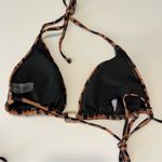 Women's 2 Piece Bikini Set Leopard Cheetah Print Halter Tie Triangle Top Black Size M Photo 5