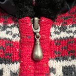 Sonoma Womens Fair Isle Zip Cardigan Sweater Size L Faux Fur Cottage Holiday Photo 6