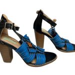 FarylRobin Blue Orange Strappy Sandals Stack Heel Ankle Strap Shoes Size 8 Photo 1
