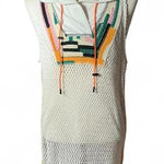 Free People  Crochet Trim Hooded Cover-Up Dress‎ Sleeveless White Boho S Photo 0