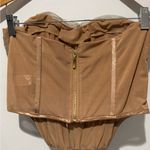 Sheer Brown Ruched Mesh Strapless Top Size L Photo 3