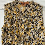 Tory Burch 100% Silk Yellow and Black Ruffled Sleeveless Blouse - Size 10 Photo 3