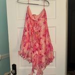 Anthropologie  mini pink dress tie neck size small Photo 3