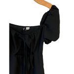 H&M Divided Mini Dress Womens Small Black Short Puff Sleeve Scoop Key Hole Neck Photo 2