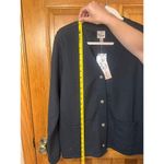 Como vintage  Womens Large 20x26 Black Quilted Blazer Jacket Button Patch Pockets Photo 4