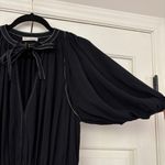 Ulla Johnson Leah Dress Noir Black Midi Puff Sleeve Contrast Trim Size 10 Tie Photo 11