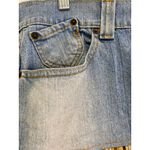 Levi's Vintage Boho Denim Ruffle Skirt Size 11 Mixed Print Tartan Plaid Stretch Photo 2