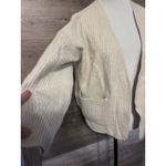 Madewell  Open Cardigan Knit Merino Wool Cream Oatmeal Sz M Cropped Ivory Pocket Photo 3