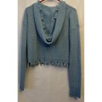 Women's Knit Hoodie Sweatshirt By Trendy ThreadsFull Zip Blue Sz Med Distressed Photo 3