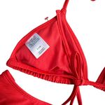 Wild Fable Size S/M Textured Bikini Set Red High Leg Cheeky Bottoms Triangle Top Photo 5