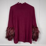 Alfani  Plus Size Faux-Fur-Cuff Mock Neck Tunic Red Sweater Top XL Holiday Winter Photo 10
