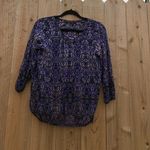 The Limited The‎  Large Sheer Top Medium 3/4 Sleeve Blue White Silver Lightweight Photo 1