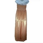 Free People Julie One Piece Wide Leg Boho Gold Jumpsuit Size XL Belle of Georgie Photo 3