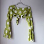For Love & Lemons Galia Green & White Polka Dot Tie Front Crop Top S NWT Photo 4