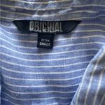 Nicole Miller original  women’s up down nautical  100% linen striped shirt XL Photo 8