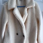 Women's Cream Teddy Coat Faux Sherpa Style Size Large Photo 1