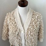 Cardigan Wool Blend Cream Chunky Knit Popcorn Open Front Small Hotel Particulier Photo 15