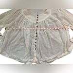 We The Free  White Flowy Cotton Button Down Cool Meadow Boho Top Photo 9