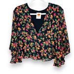 Farm Rio  Rare Colorful Fruit Printed Deep-V Neck Flutter Sleeve Lined Blouse XS Photo 0