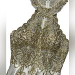 XScape Embellished Embroidered Mikado Party Dress White Gold Size 2 EUC Photo 3