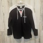 Celebrity Pink PINK Logo Spellout Rose Embroidery Lace Up  Drop Sleeve Sweatshirt-Black size XS Photo 0