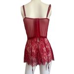 Women’s medium red lace slip teddy lingerie babydoll chemise with garter straps Photo 6