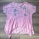 Floral Pink Women's Top Cotton Italian Summer Oversized Floral Top Casual Size XL Photo 0