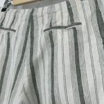 Anthropologie By  Beachgoer High Waisted Shorts Linen Blend Green Stripe Size 4P Photo 4