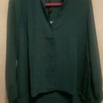 Three Eighty Two  Women's LS Green Button Down Blouse‎ Size Small Hi-Low Hem NWT Photo 0