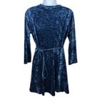 Lulus Women’s Blue Crushed Velvet Wrap Dress Size L Fit & Flare Holiday Party Photo 1