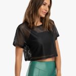 Koral Womens size S Black Terrain Open Mesh Crop Top Logo Active Gym Breathable Photo 87