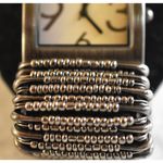 Source Unknown Vintage Quartz Beaded Safty Pin Stretch Band Black/Silver Tone New Battery Watch Photo 1