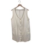 Faherty Linen Denim Malibu Mini Dress Whitecliff Wash Women's Size XL Cotton White Photo 2