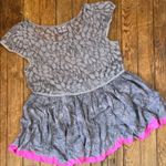 Free People Vintage  Gray Lace short sleeve Top Photo 0