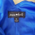 Sequin Hearts  Blue Dress Prom Formal Holiday Accordion Shift Rhinestones Medium Photo 8