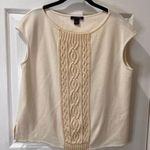 St. John Cream Cable Knit Panel‎ Sleeveless Top Wool Blend Designer Luxury L Size L Photo 0