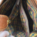 Vintage Cognac Brown Italian Leather Hobo Bag Marino Orlandi Plaid Lined Purse Photo 11