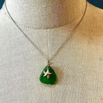 Sterling silver green sea glass starfish pendant necklace Photo 0