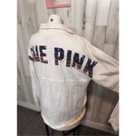 Victoria's Secret  PINK AMERICA PATRIOTIC STAR FLAG BLING QUARTER SNAP SWEATSHIRT Photo 8