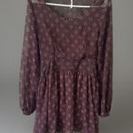 Free People Baby Dee Dress Maroon A Line Burgundy XS Retro Geometric Photo 0